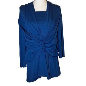 NWOT Blue Long Sleeve V-Neck Dress Shirt Size XL